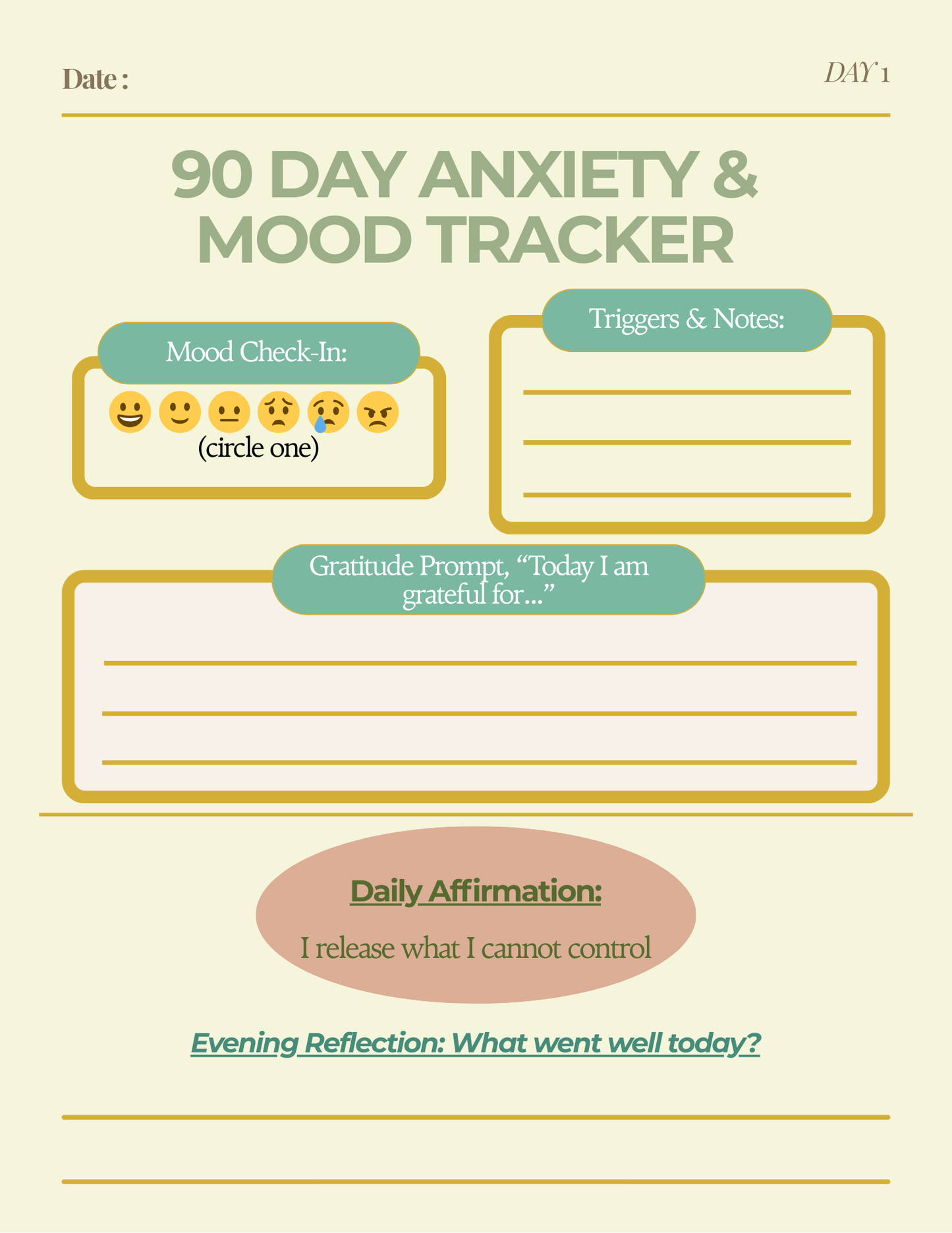 90-Day Anxiety & Mood Journal